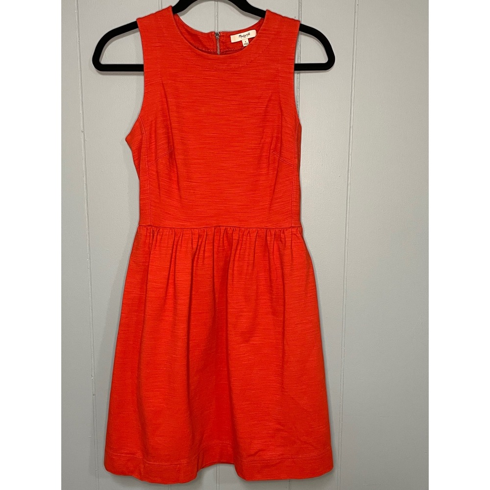 Madewell Red Textured‎ Sleeveless Cotton Fit Flare Dress Size S